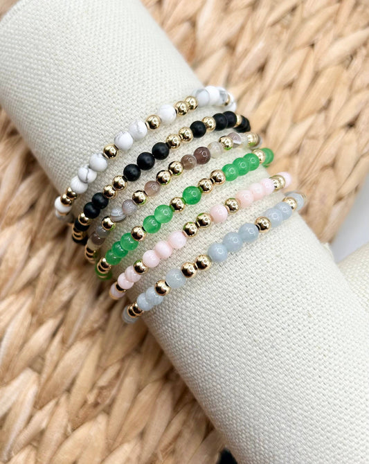 Gemstone Beaded Bracelet: Mother of Pearl